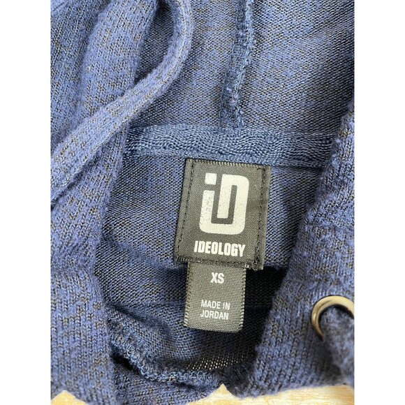 IDEOLOGY Active Women's Blue Heathered Cozy Knit Hoodie Size XS Thumb Holes - Picture 8 of 9